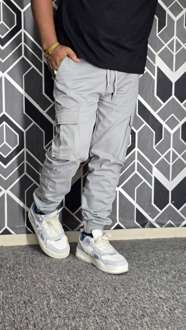 20250828_002119 Exclusive Casual Twill Cargo Joggers (Silver Color) (AC-703)